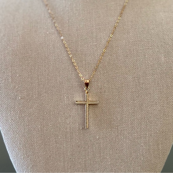 Gold & Clear Rhinestone 1.5” Cross 16" Necklace Christian Faith Religious Gift - Picture 3 of 5